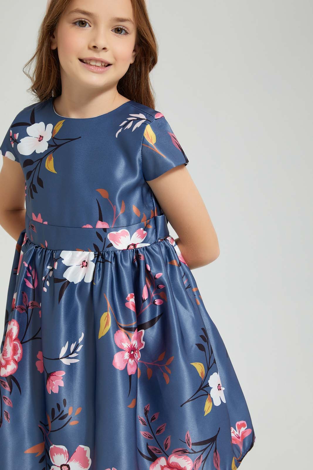 Redtag-Navy-Aop-Dress-Colour:Navy,-Filter:Girls-(2-to-8-Yrs),-Girls-Dresses,-New-In,-New-In-GIR,-Non-Sale,-S22A,-Section:Kidswear-Girls-2 to 8 Years