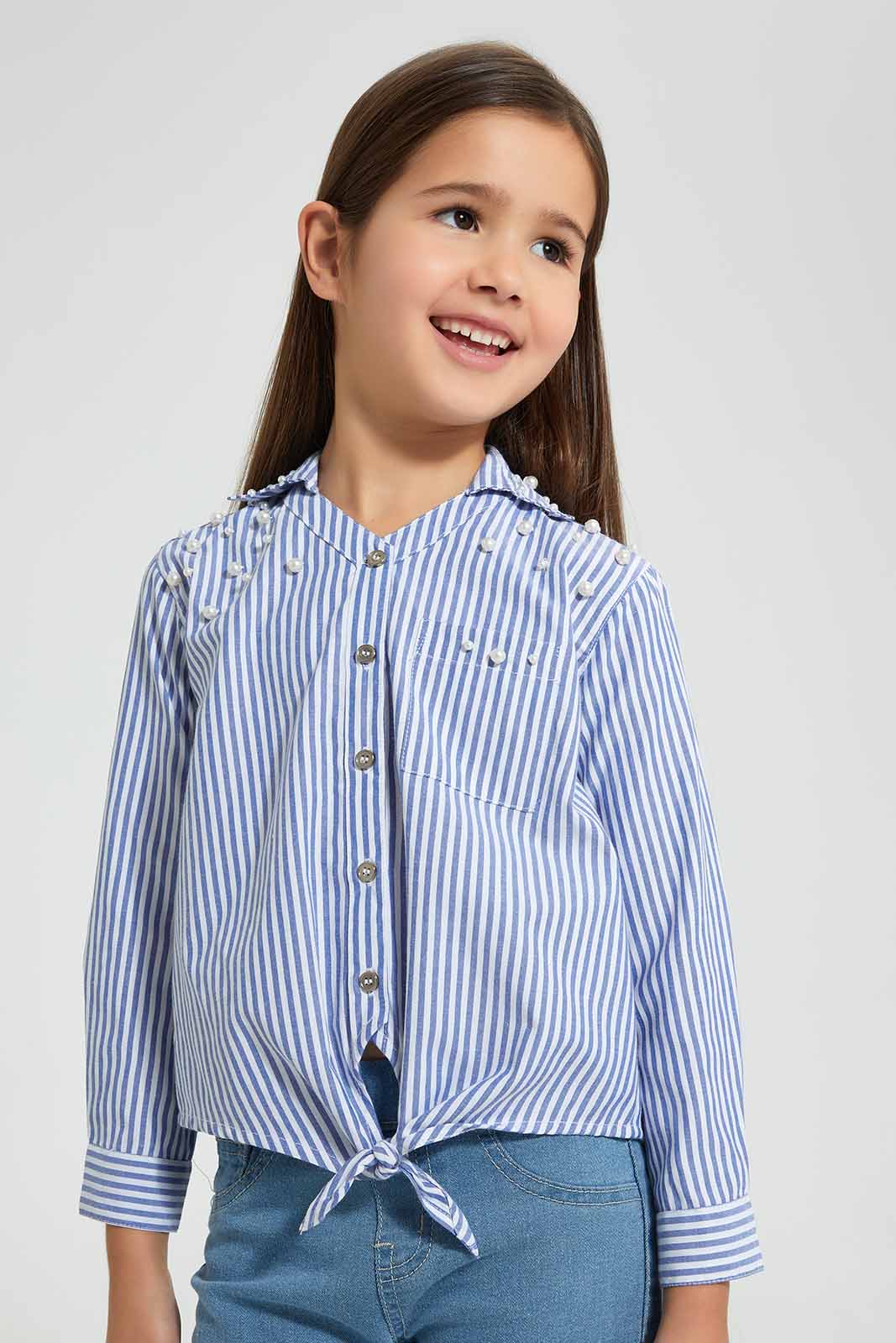 Redtag-Stripe-Blouse-Blouses-Girls-2 to 8 Years