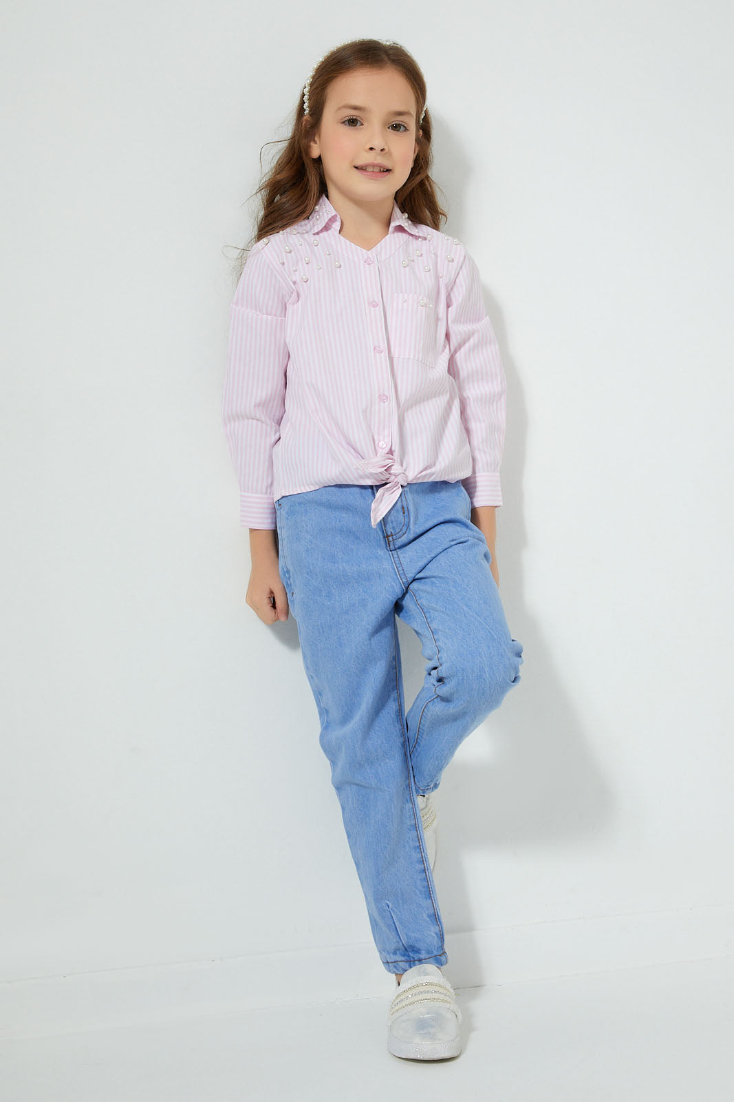 Redtag-Stripe-Blouse-Colour:Pink,-Filter:Girls-(2-to-8-Yrs),-Girls-Blouses,-New-In,-New-In-GIR,-Non-Sale,-S22A,-Section:Kidswear-Girls-2 to 8 Years