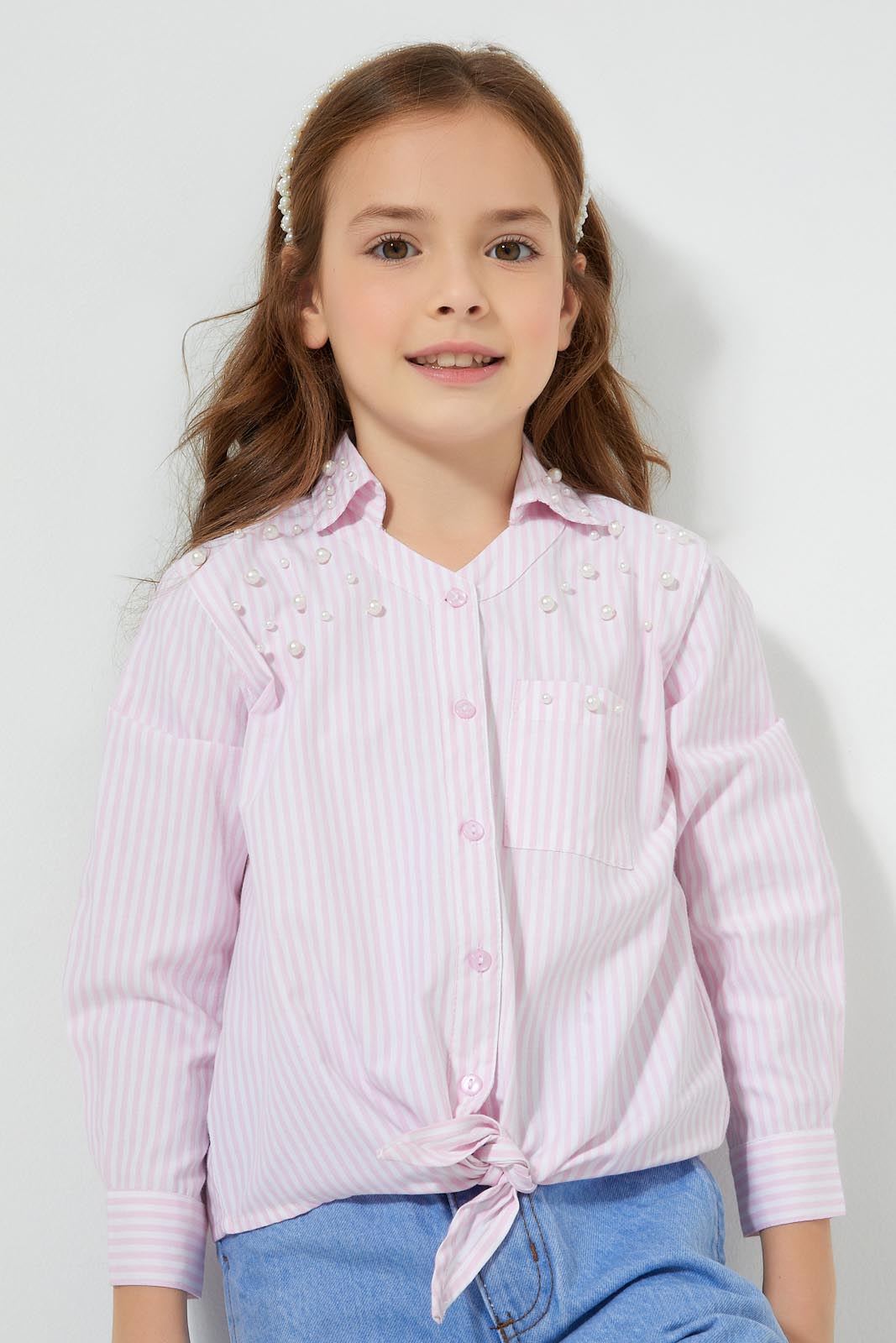 Redtag-Stripe-Blouse-Colour:Pink,-Filter:Girls-(2-to-8-Yrs),-Girls-Blouses,-New-In,-New-In-GIR,-Non-Sale,-S22A,-Section:Kidswear-Girls-2 to 8 Years