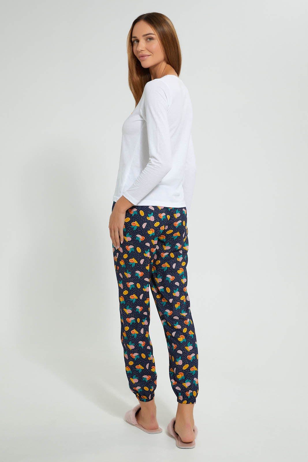 Redtag-White-Tutti-Fruity-Printed-Pyjama-Set-Pyjama-Sets-Women's-