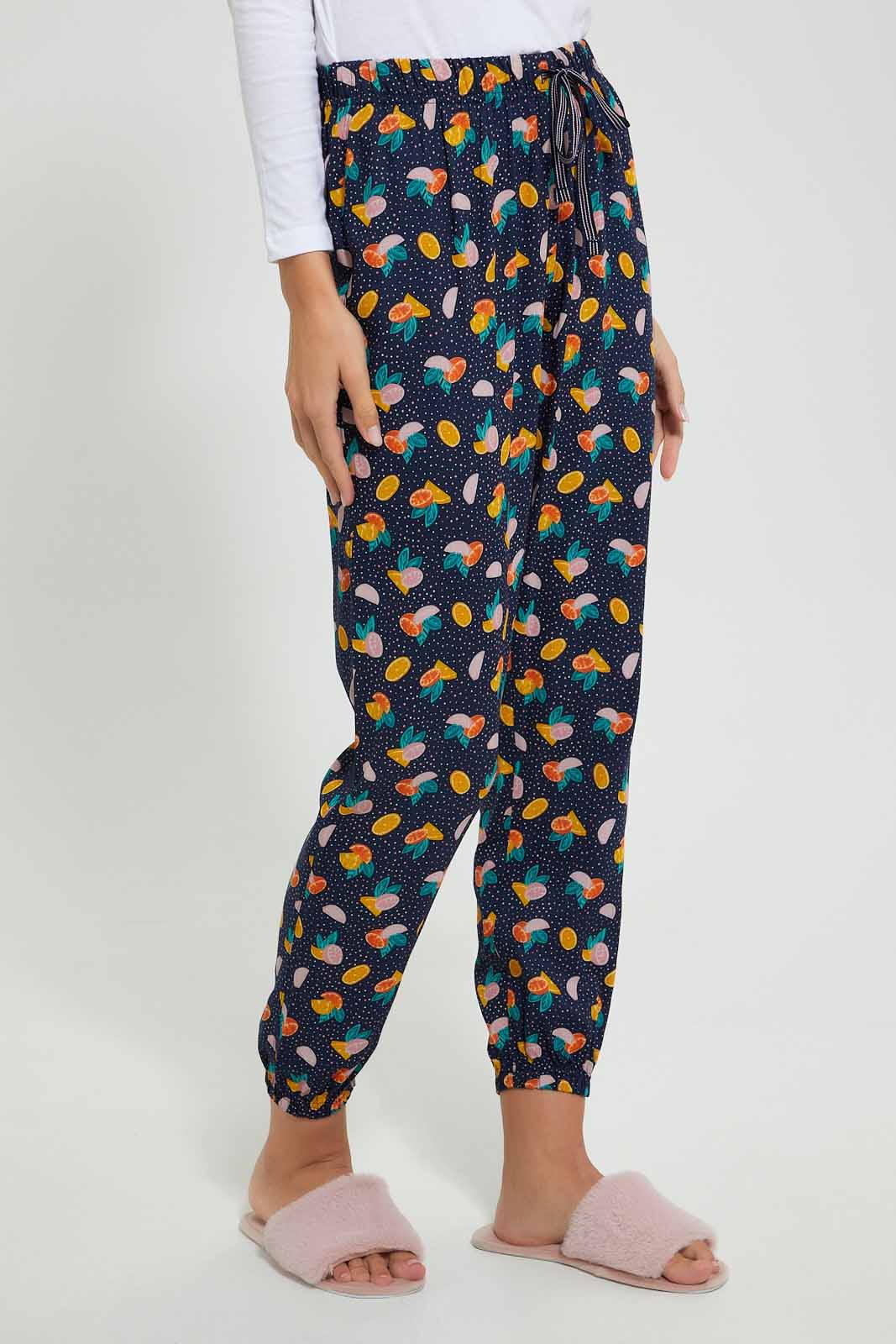 Redtag-White-Tutti-Fruity-Printed-Pyjama-Set-Pyjama-Sets-Women's-