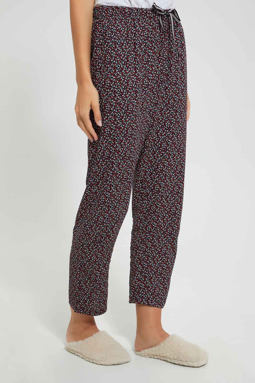 Redtag-Grey-Melange-Printed-Pyjama-Set-Pyjama-Sets-Women's-