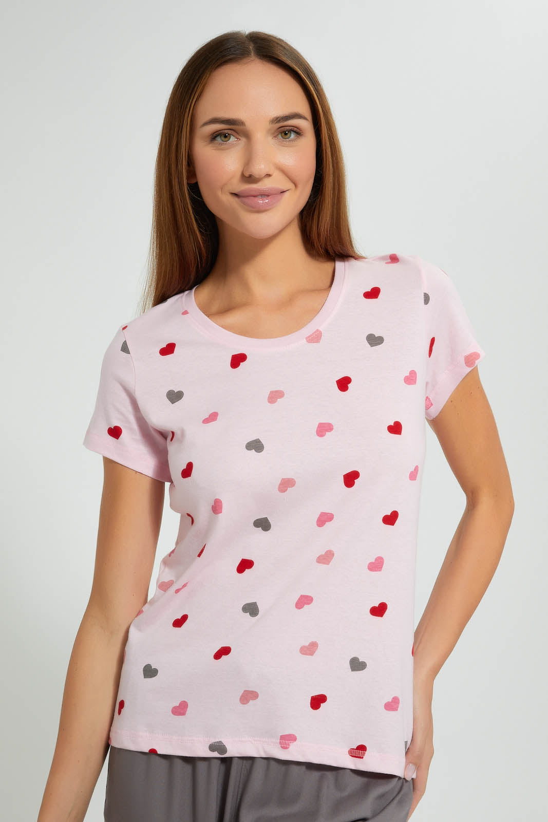 Redtag-Pale-Pink-Heart-Printed-Pyjama-Set-Pyjama-Sets-Women's-