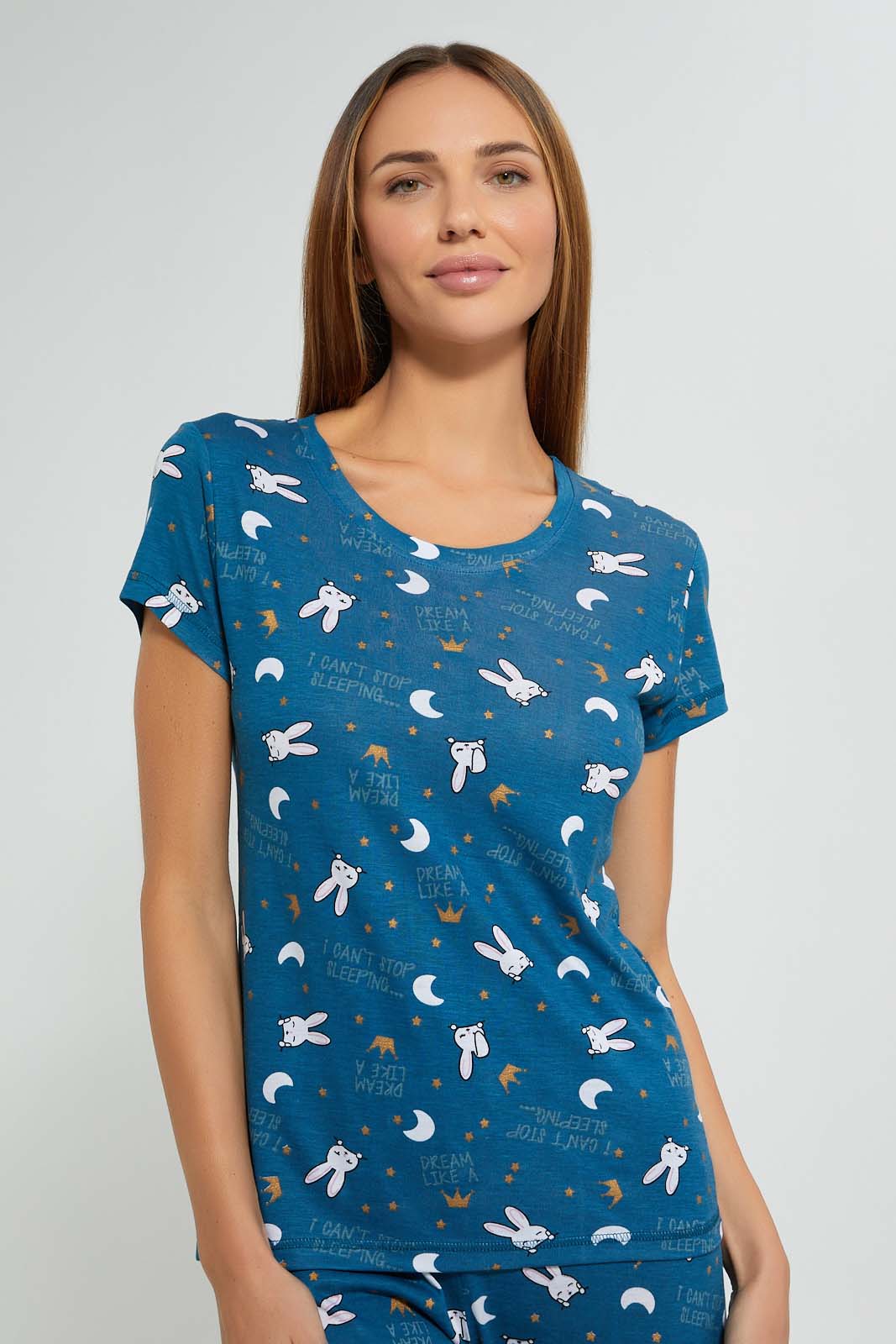 Redtag-Blue-Allover-Printed-Pyjama-Set-Pyjama-Sets-Women's-