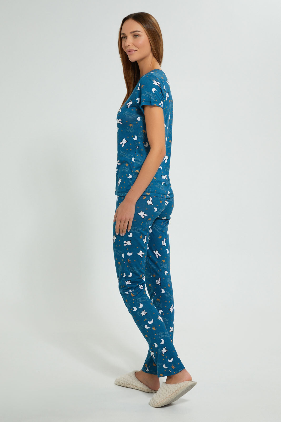 Redtag-Blue-Allover-Printed-Pyjama-Set-Pyjama-Sets-Women's-