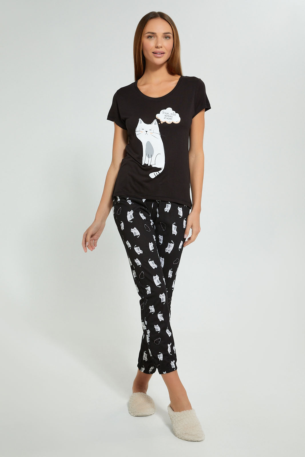 Redtag-Black-Printed-Pyjama-Set-Pyjama-Sets-Women's-