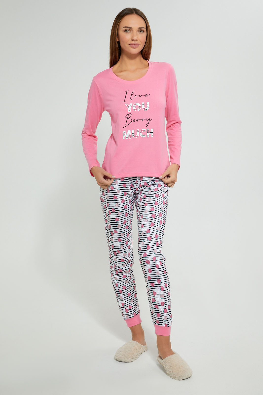 Redtag-Pink-Berry-Printed-Pyjama-Set-Pyjama-Sets-Women's-
