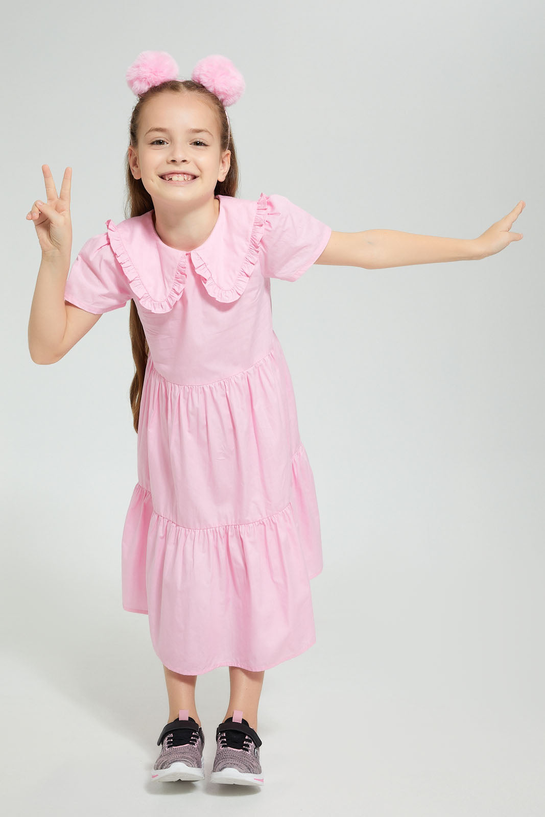 Redtag-Pink-Tiered-Maxi-Dress-Dresses-Girls-2 to 8 Years