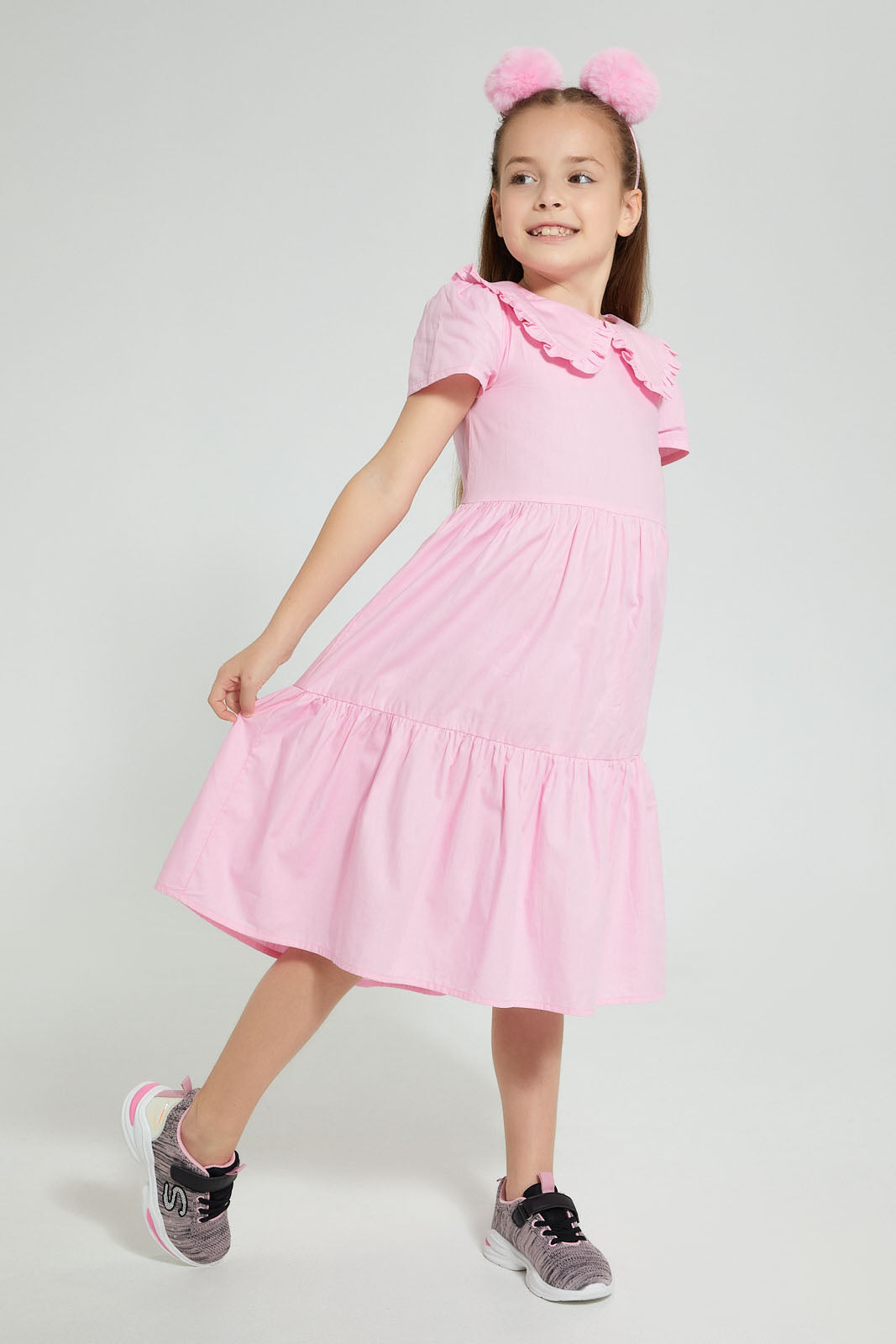 Redtag-Pink-Tiered-Maxi-Dress-Dresses-Girls-2 to 8 Years