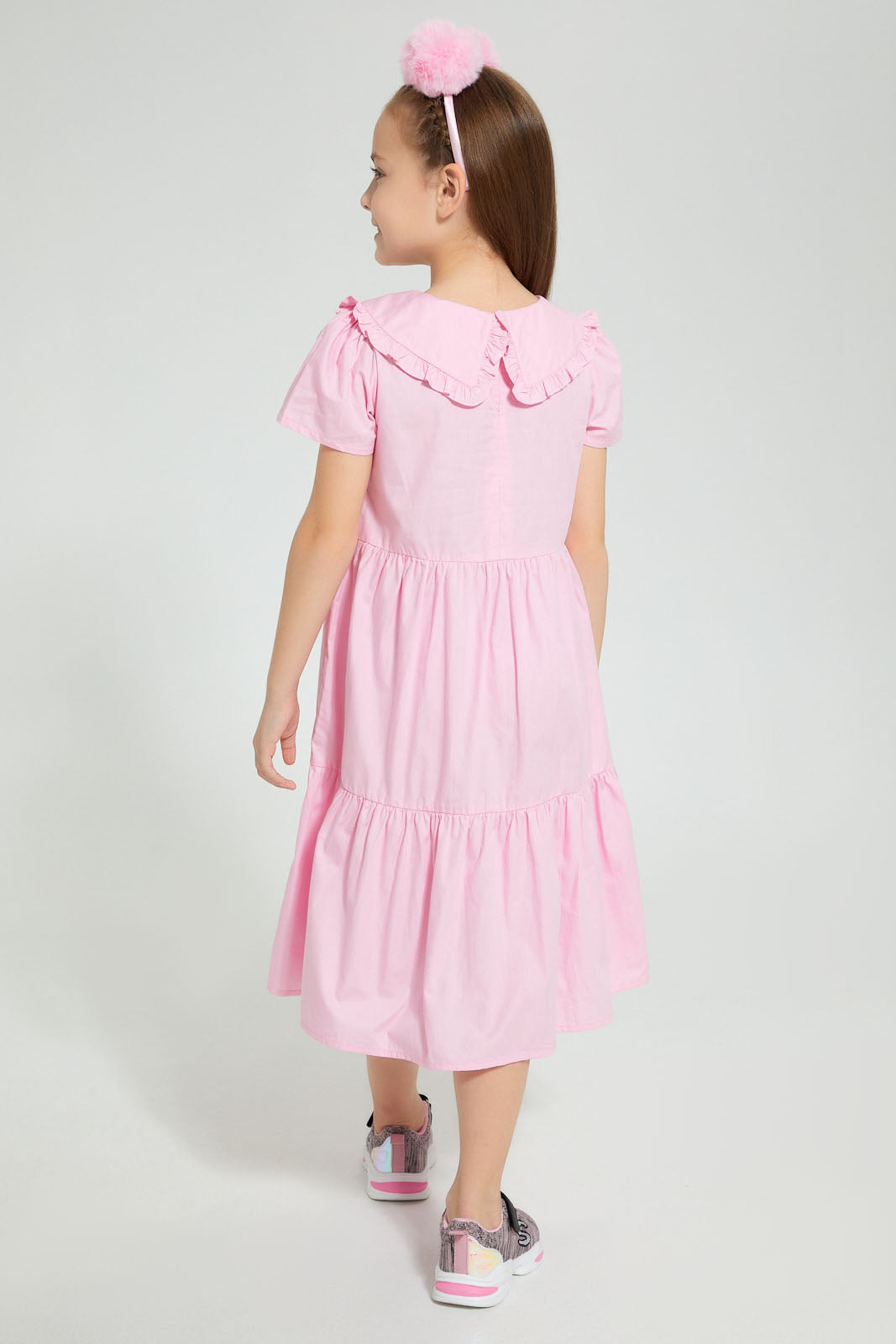 Redtag-Pink-Tiered-Maxi-Dress-Dresses-Girls-2 to 8 Years