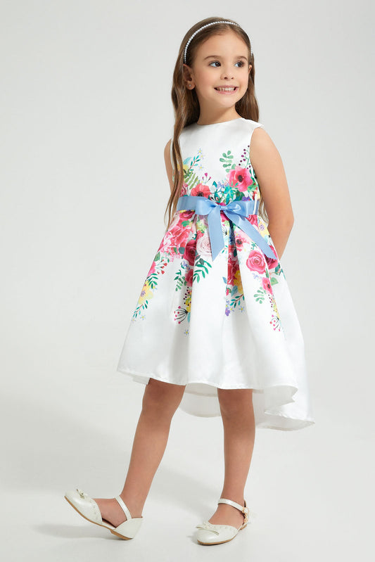 Redtag-White-Printed-Dress-Colour:White,-Filter:Girls-(2-to-8-Yrs),-Girls-Dresses,-New-In,-New-In-GIR,-Non-Sale,-S22A,-Section:Kidswear-Girls-2 to 8 Years