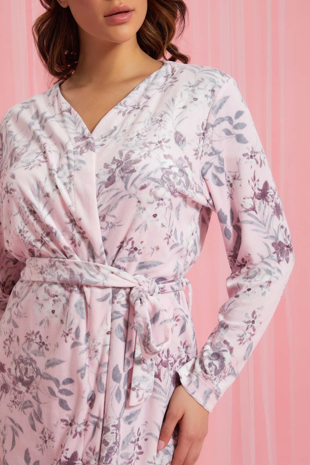 Redtag-Pale-Pink-Floral-Printed-Robe-Chemises-Women's-