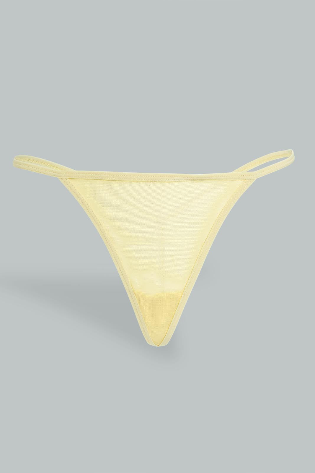 Redtag-Yellow-Plain-Tiered-Babydoll-With-Thongs-Babydolls-Women's-