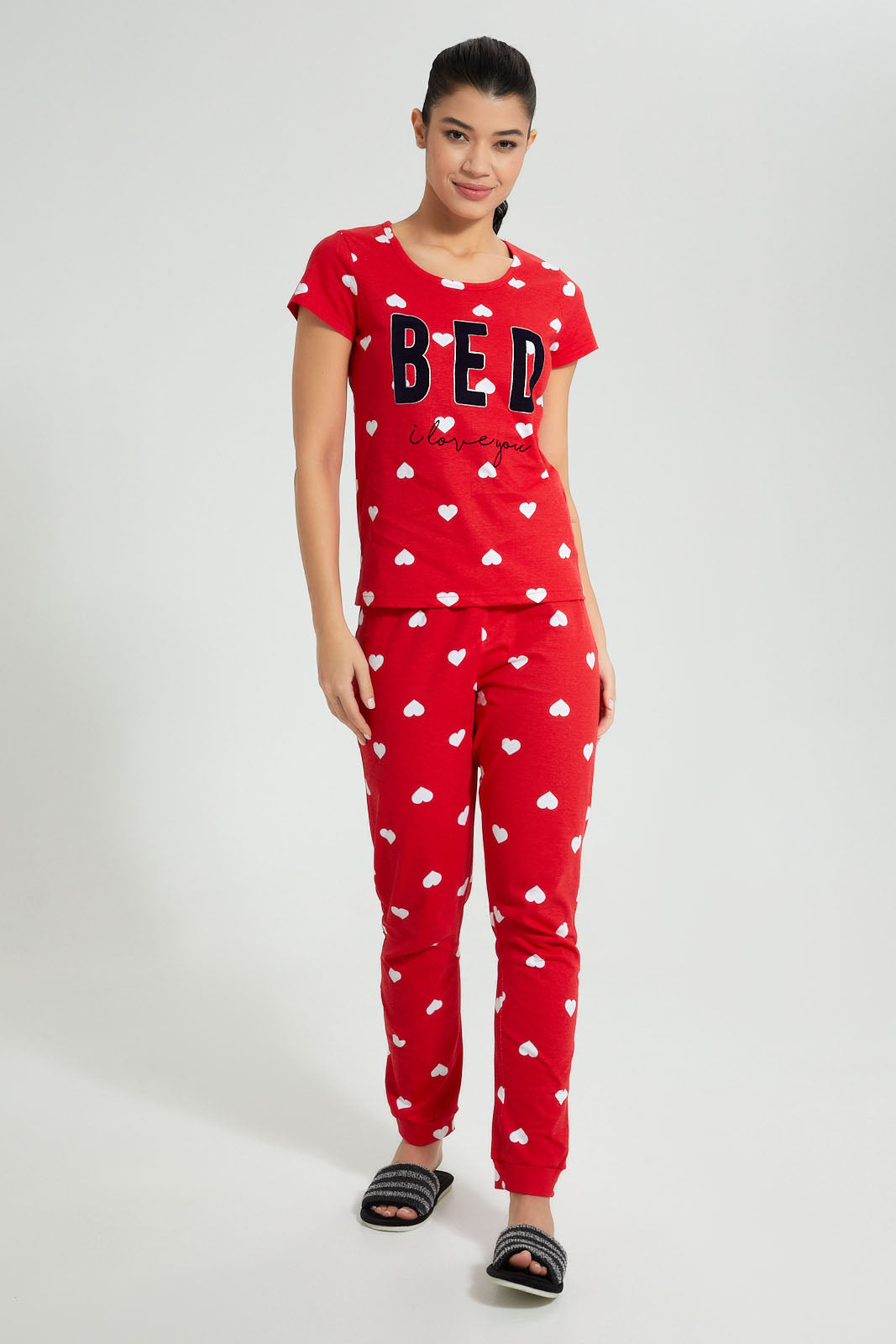 Redtag-Red-Heart-Printed-Pyjama-Set-Colour:Red,-Filter:Women's-Clothing,-New-In,-New-In-Women,-Non-Sale,-S22A,-Section:Women,-Women-Pyjama-Sets-Women's-