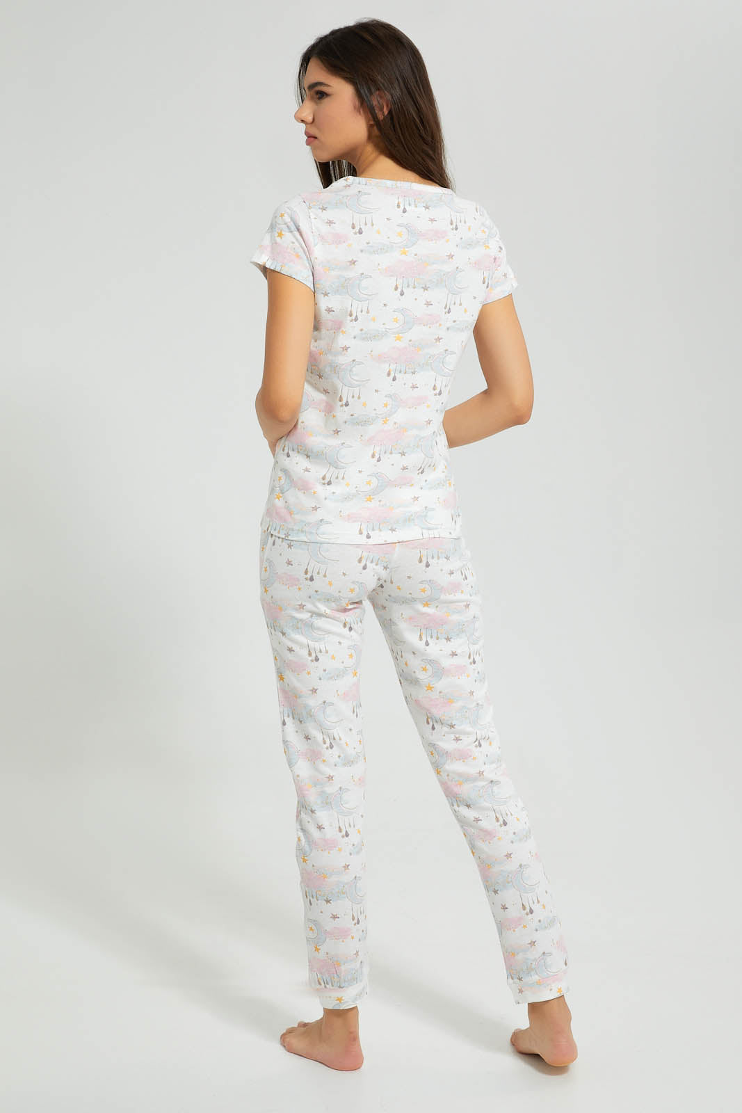 Redtag-Off-White-Star-Printed-Pyjama-Set-Pyjama-Sets-Women's-
