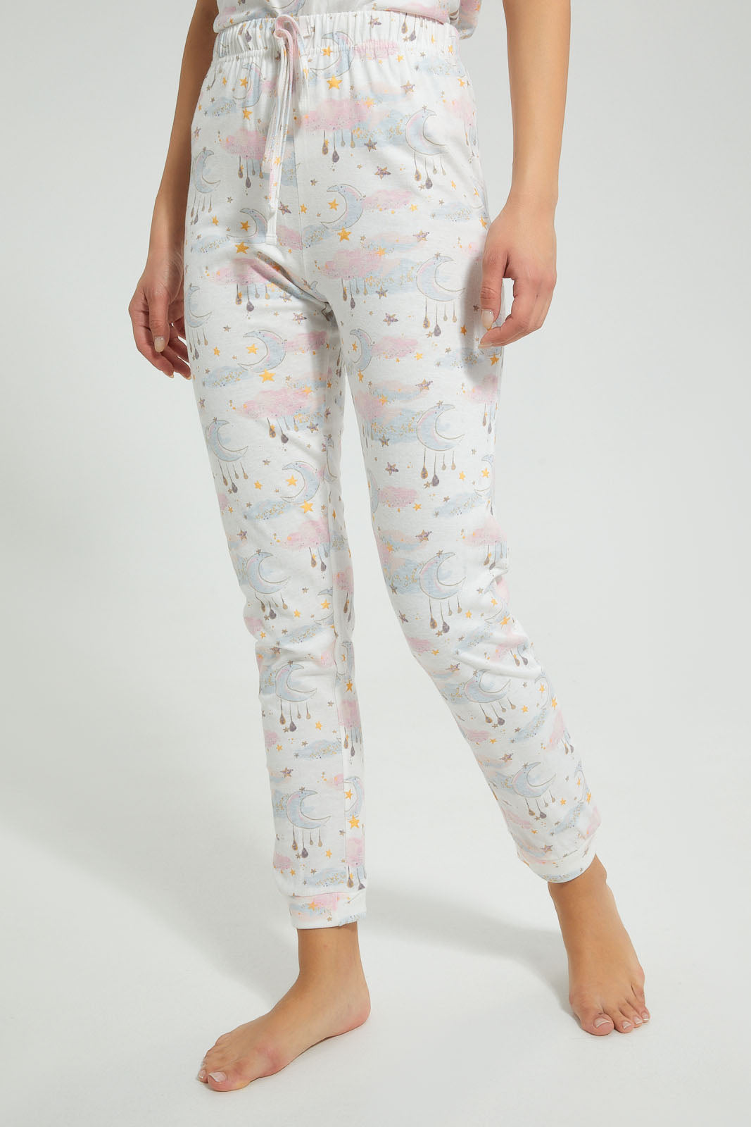 Redtag-Off-White-Star-Printed-Pyjama-Set-Pyjama-Sets-Women's-