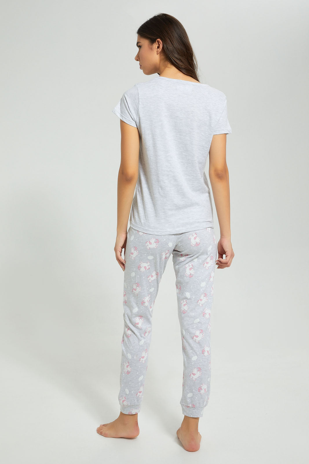 Redtag-Grey-Melange-Printed-Pyjama-Set-Pyjama-Sets-Women's-