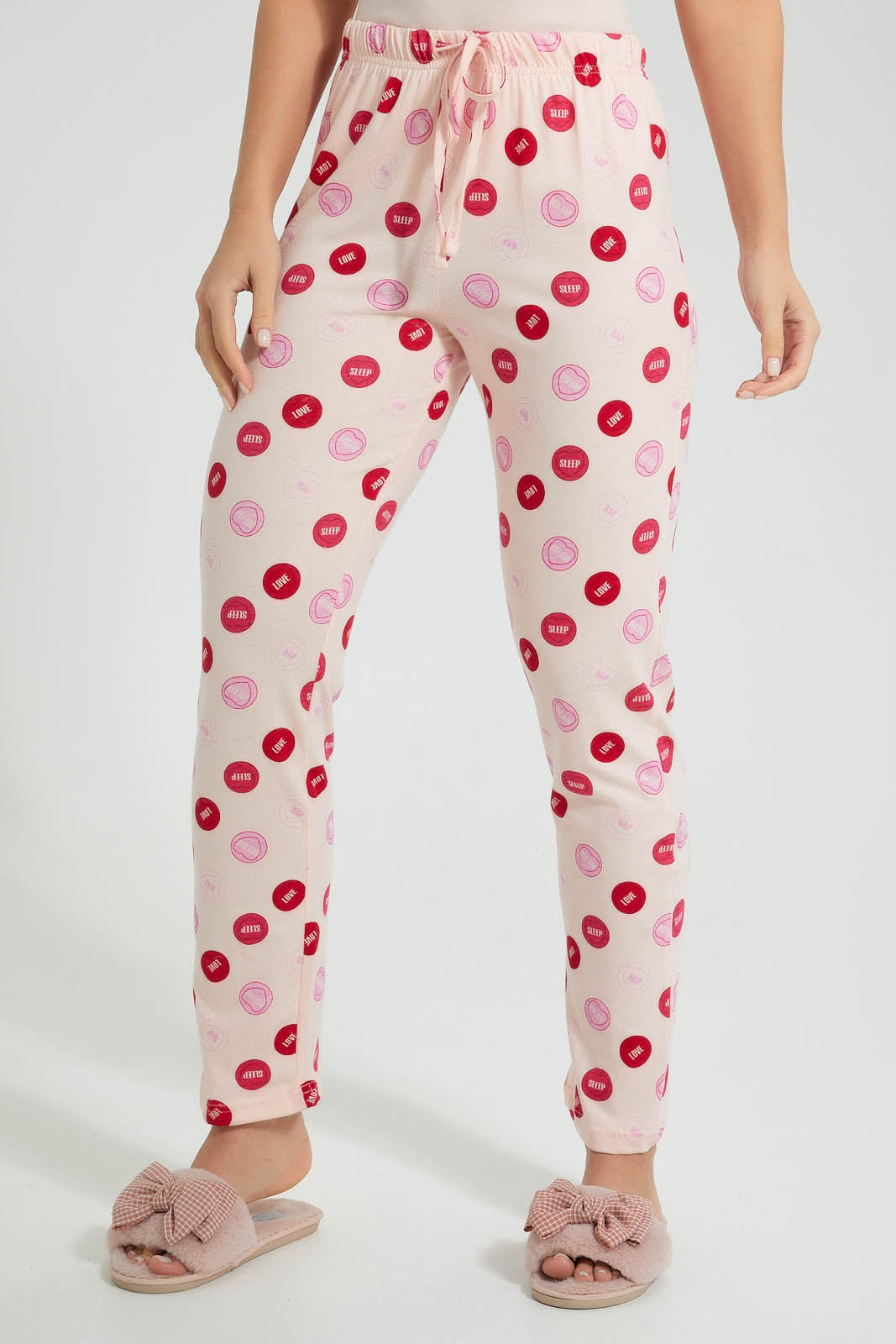 Redtag-Peach-Printed-Pyjama-Set-Colour:Pink,-Filter:Women's-Clothing,-New-In,-New-In-Women,-Non-Sale,-S22A,-Section:Women,-Women-Pyjama-Sets-Women's-