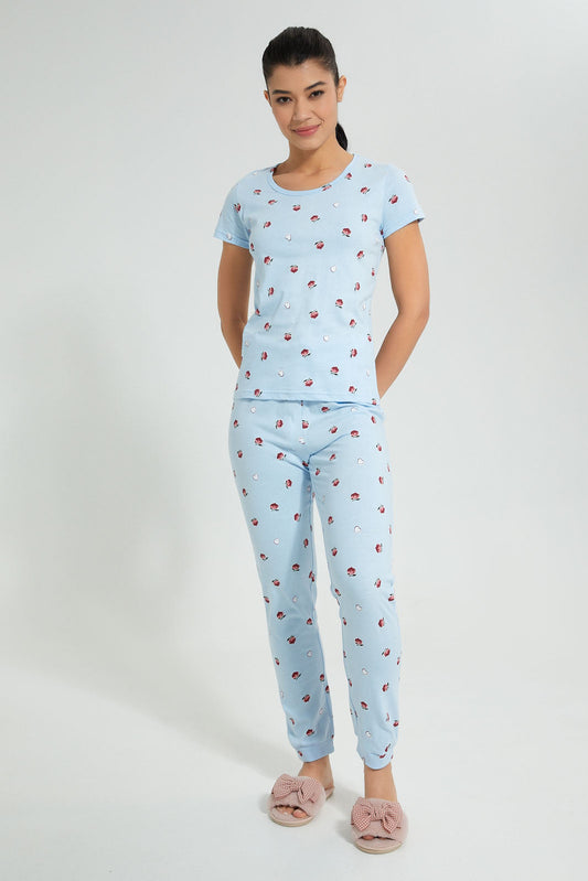 Redtag-Blue-Heart-Printed-Pyjama-Set-Colour:Blue,-Filter:Women's-Clothing,-New-In,-New-In-Women,-Non-Sale,-S22A,-Section:Women,-Women-Pyjama-Sets-Women's-