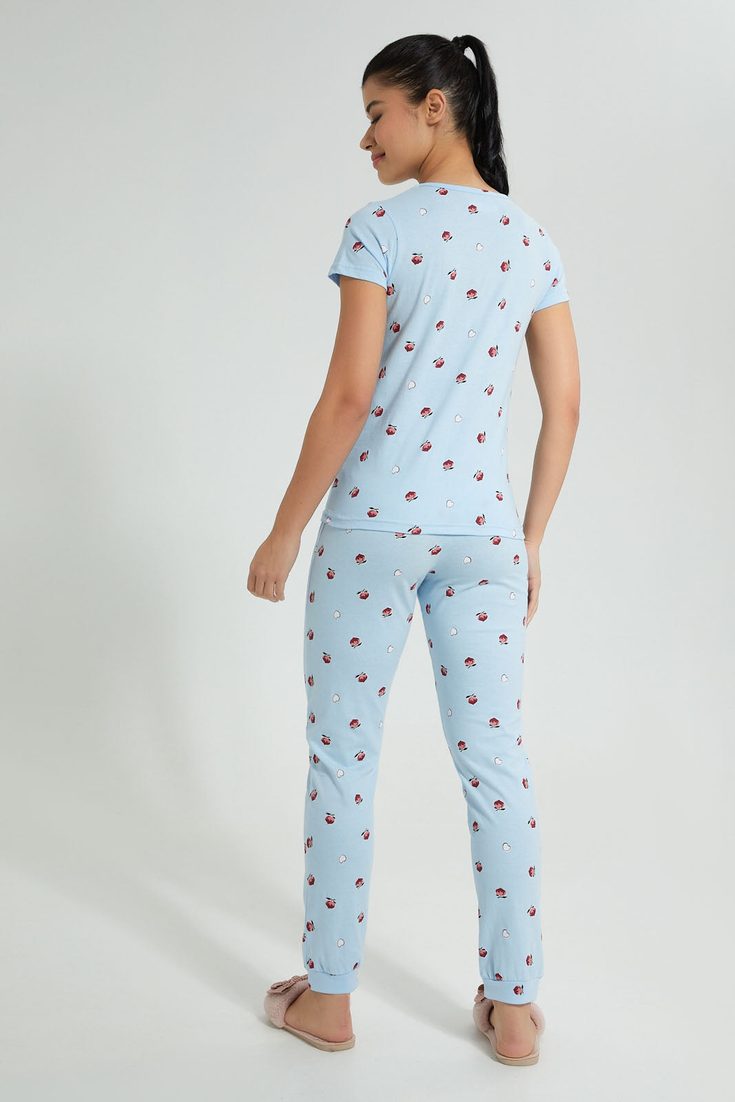 Redtag-Blue-Heart-Printed-Pyjama-Set-Colour:Blue,-Filter:Women's-Clothing,-New-In,-New-In-Women,-Non-Sale,-S22A,-Section:Women,-Women-Pyjama-Sets-Women's-
