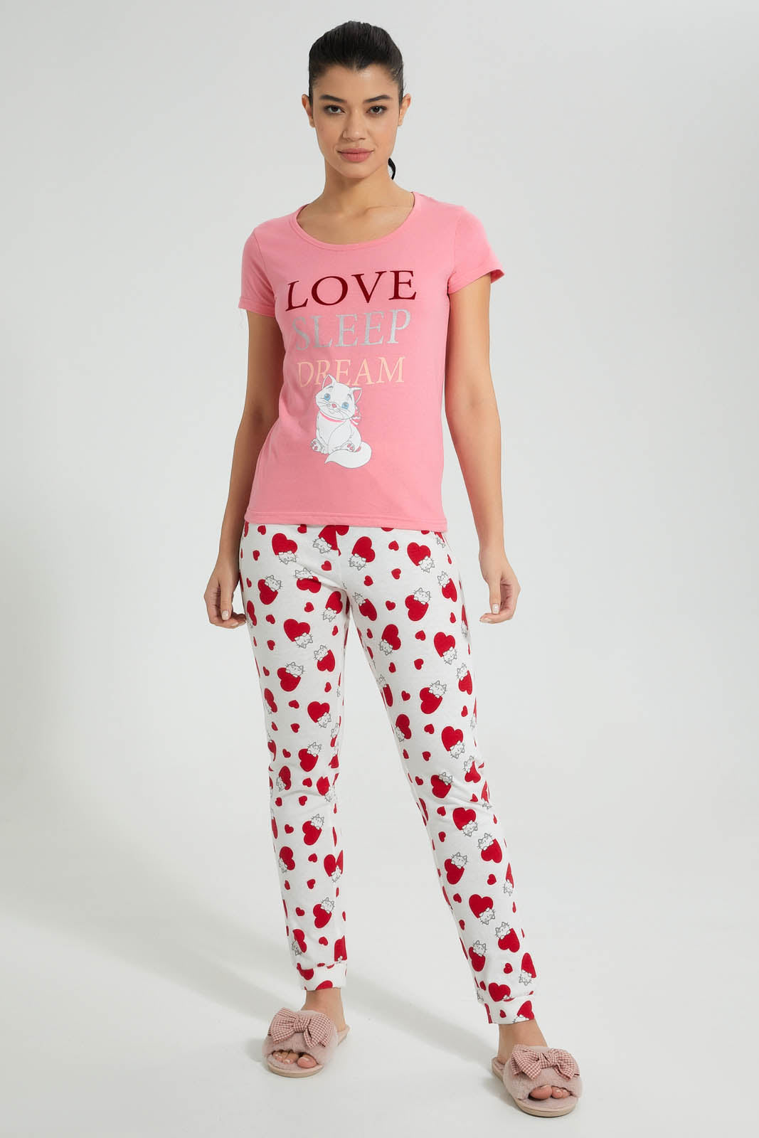 Redtag-Pink-Printed-Pyjama-Set-Colour:Pink,-Filter:Women's-Clothing,-New-In,-New-In-Women,-Non-Sale,-S22A,-Section:Women,-Women-Pyjama-Sets-Women's-