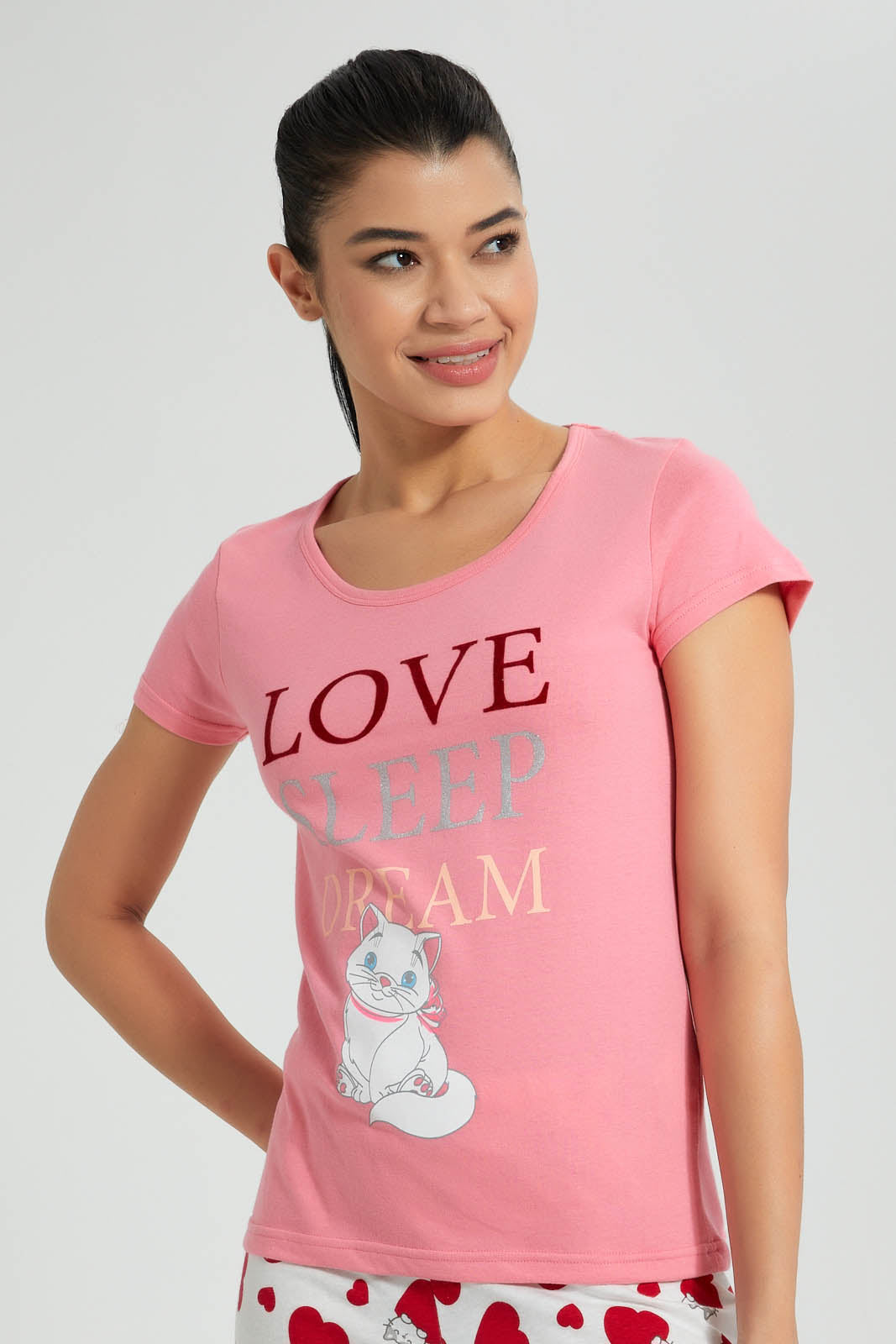 Redtag-Pink-Printed-Pyjama-Set-Colour:Pink,-Filter:Women's-Clothing,-New-In,-New-In-Women,-Non-Sale,-S22A,-Section:Women,-Women-Pyjama-Sets-Women's-