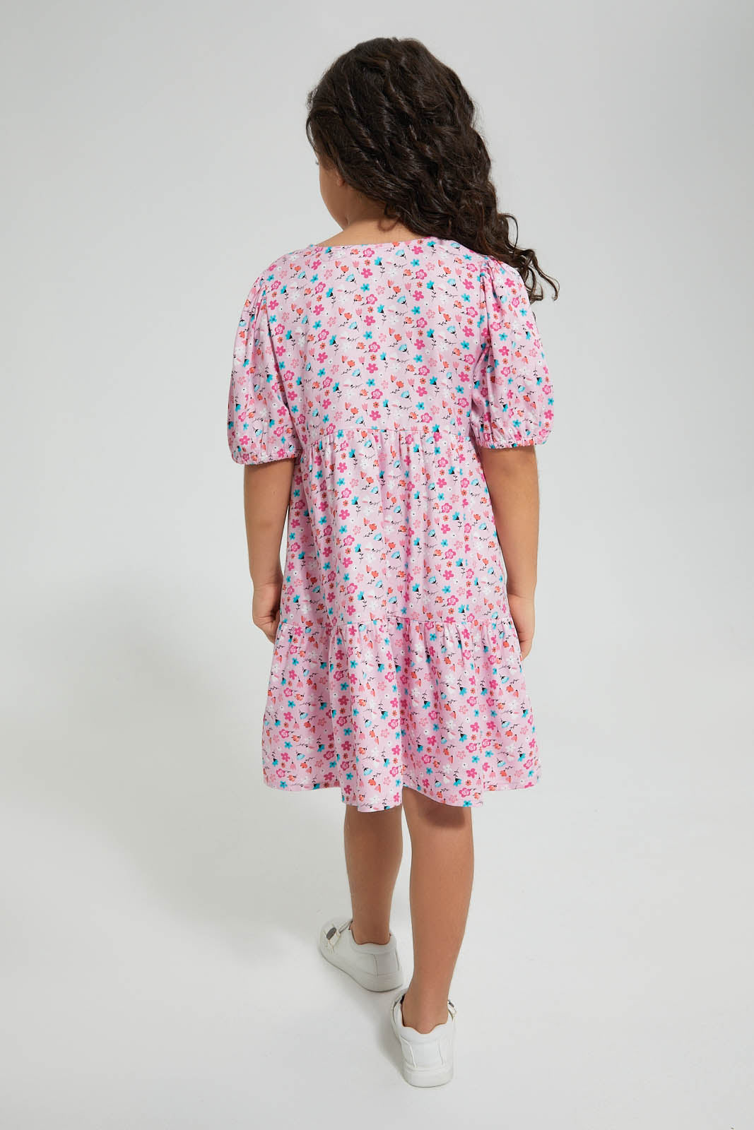 Redtag-Pink-Front-Placket-Printed-Dress-Colour:Pink,-Filter:Girls-(2-to-8-Yrs),-Girls-Dresses,-New-In,-New-In-GIR,-Non-Sale,-S22A,-Section:Kidswear-Girls-2 to 8 Years