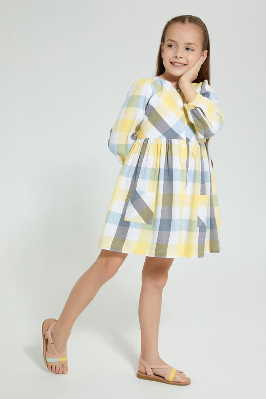 Redtag-Assorted-Check-Dress-Dresses-Girls-2 to 8 Years