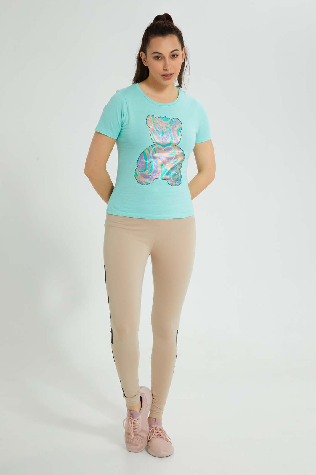 Redtag-Pink-Photographic-Print-T-Shirt-Active-Tees-Women's-
