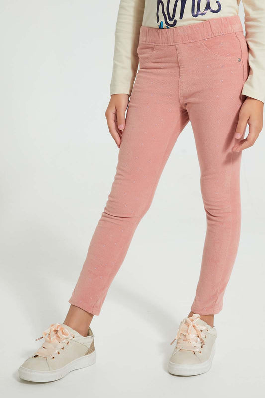 Redtag-Pink-Printed-Jegging-Jeggings-Girls-2 to 8 Years