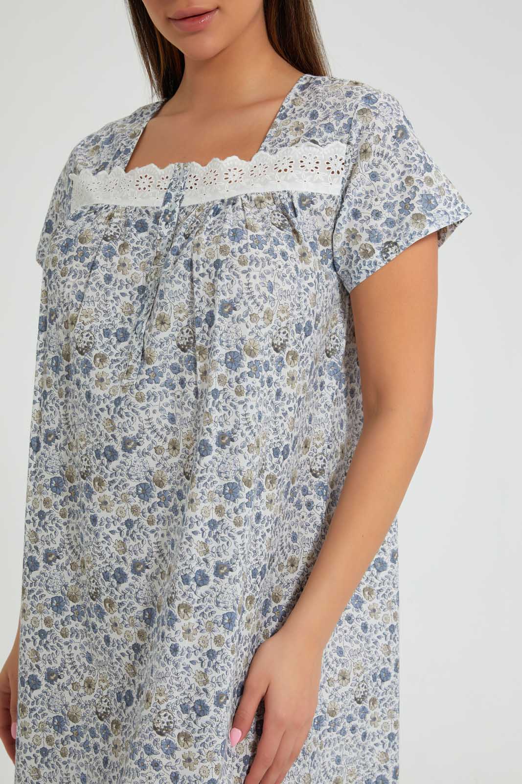Redtag-White-Floral-Printed-Nightgown-Nightgowns-Women's-
