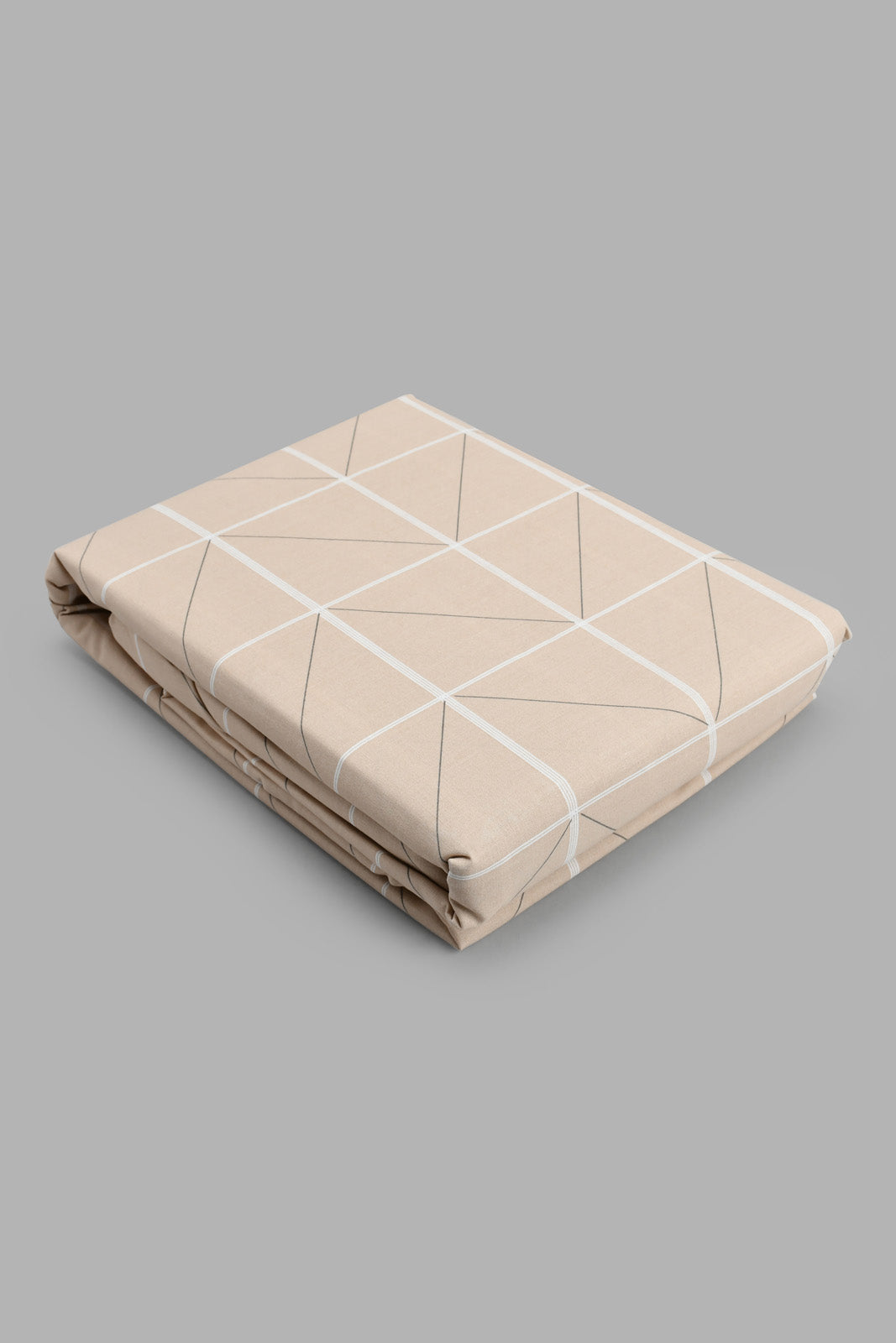 Redtag-Beige-Check-Printed-Fitted-Sheet-(Single-Size)-Fitted-Sheets-Home-Bedroom-
