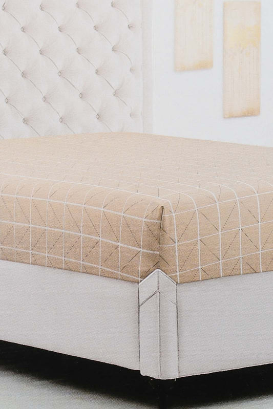 Redtag-Beige-Check-Printed-Fitted-Sheet-(Super-King-Size)-Fitted-Sheets-Home-Bedroom-