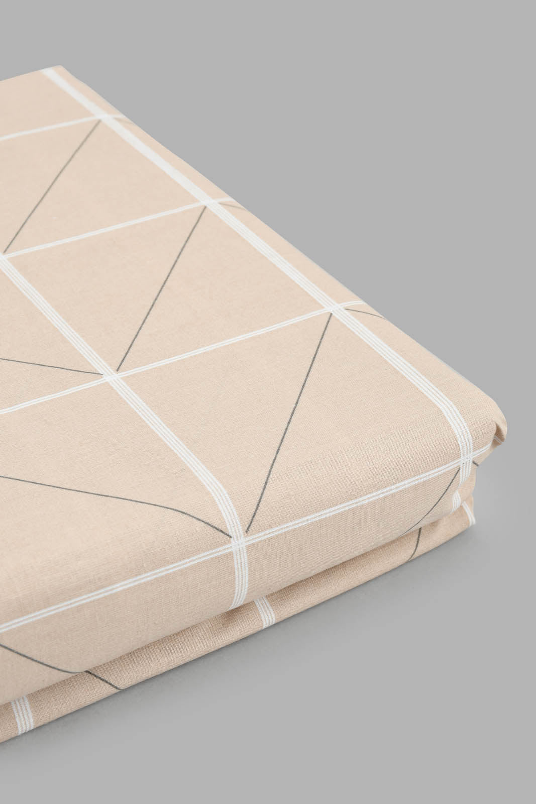 Redtag-Beige-Check-Printed-Fitted-Sheet-(Super-King-Size)-Fitted-Sheets-Home-Bedroom-