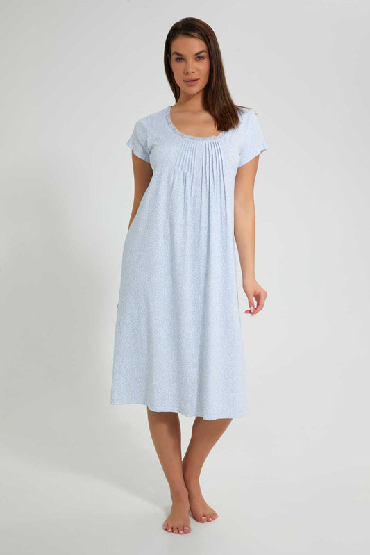 Redtag-Pink/White-Stripe-Floral-Printed-Nightgown-Nightgowns-Women's-