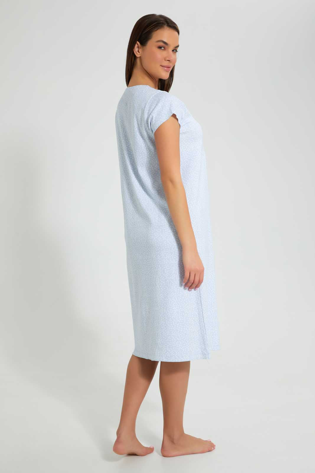 Redtag-Pink/White-Stripe-Floral-Printed-Nightgown-Nightgowns-Women's-