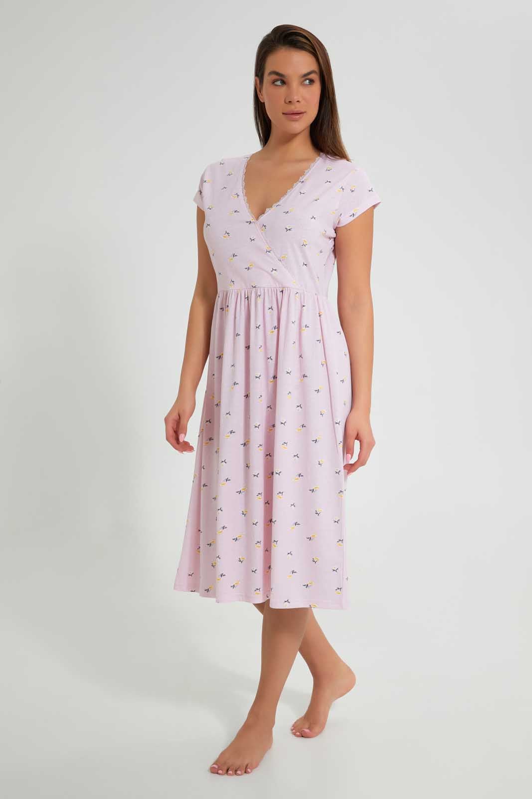 Redtag-Pale-Pink-Floral-Printed-Nightgown-Nightgowns-Women's-