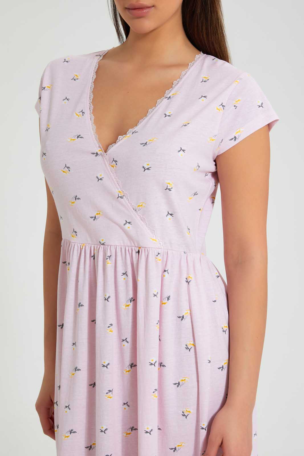 Redtag-Pale-Pink-Floral-Printed-Nightgown-Nightgowns-Women's-