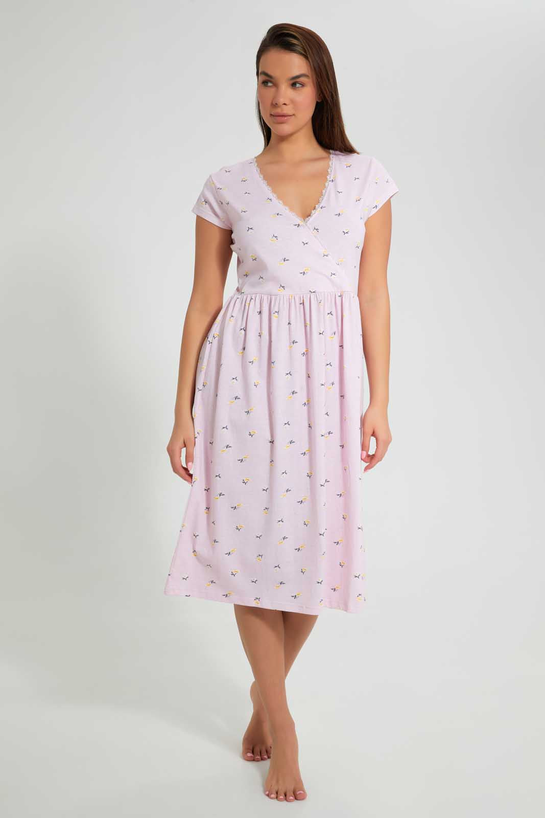 Redtag-Pale-Pink-Floral-Printed-Nightgown-Nightgowns-Women's-