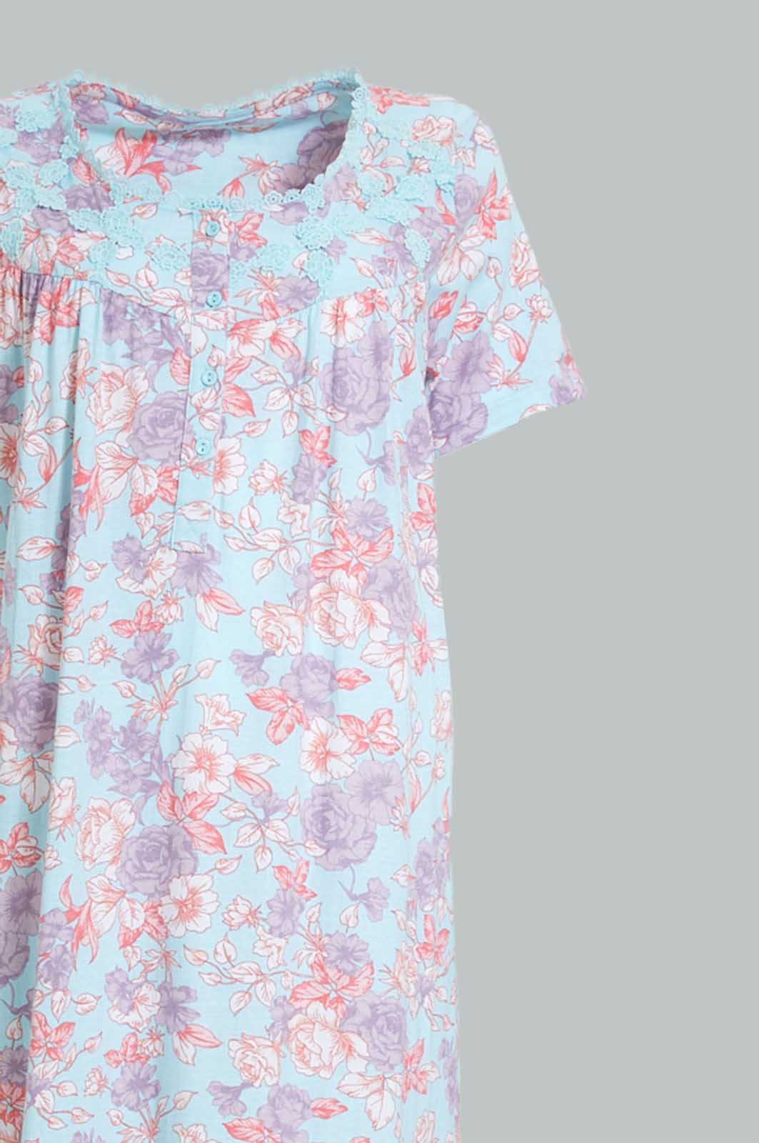 Redtag-Blue-Floral-Printed-Nightgown-Nightgowns-Women's-