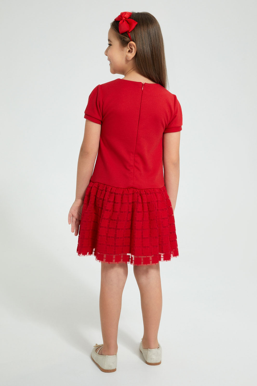 Redtag-Assorted-Textured-Dress-Dresses-Girls-2 to 8 Years