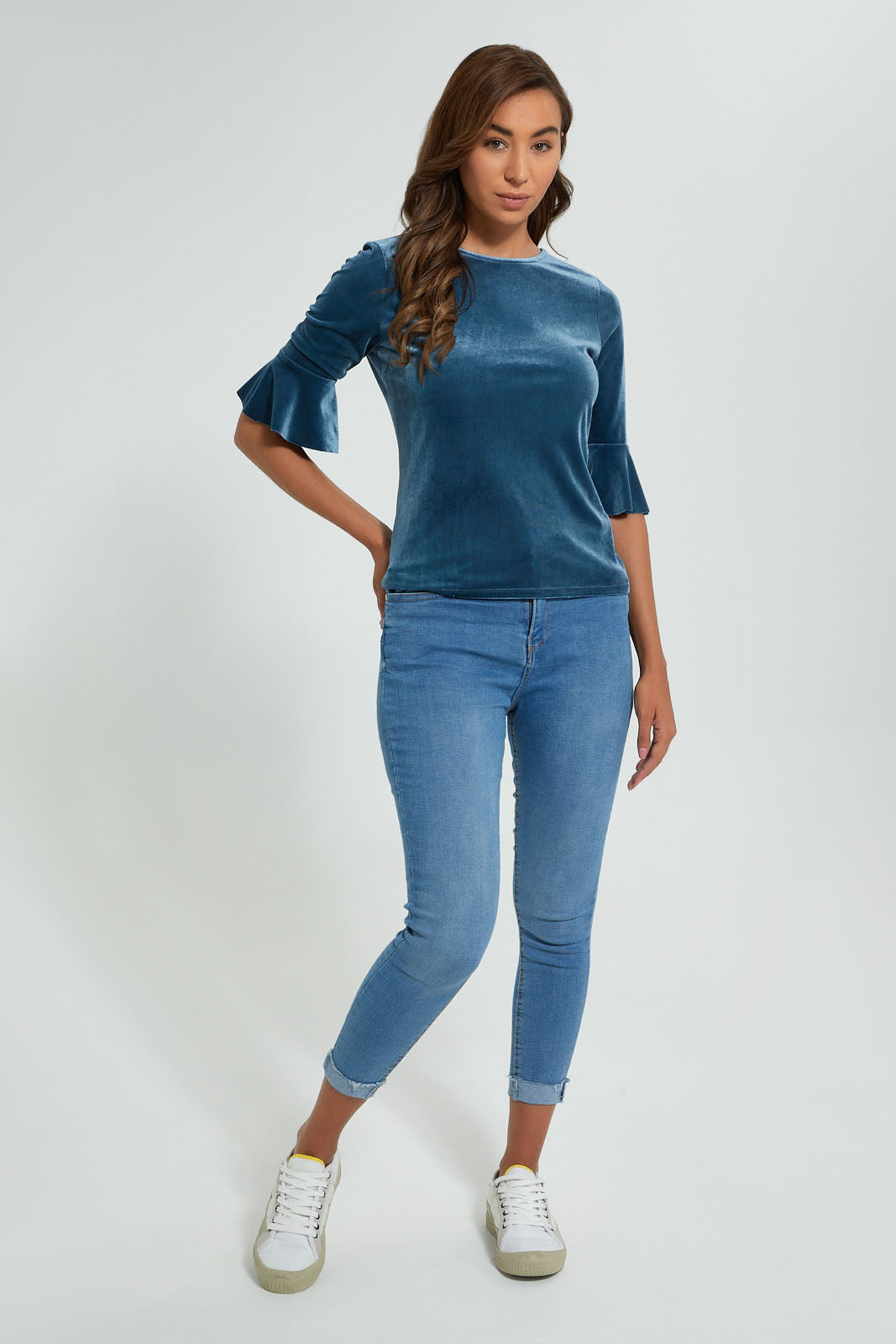 Redtag-Blue-Velour-Top-Tops-Women's-0