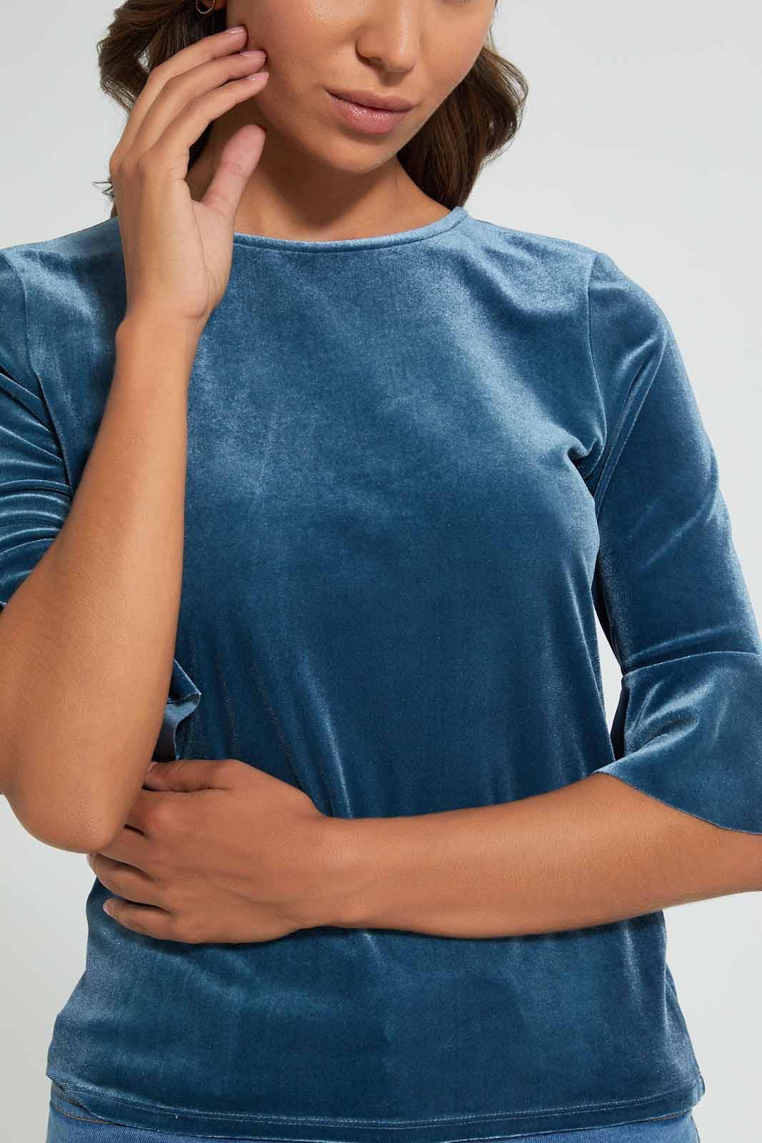 Redtag-Blue-Velour-Top-Tops-Women's-0