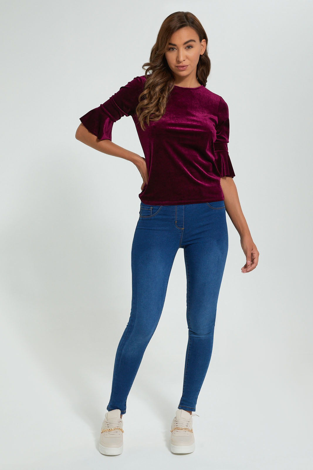 Redtag-Burgundy-Velour-Top-Tops-Women's-0