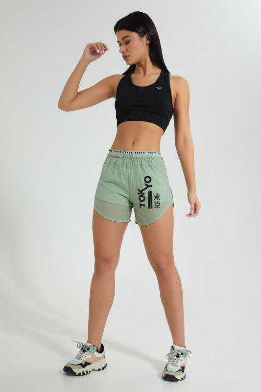 Redtag-Mint-Placement-Print-Running-Shorts-Colour:Mint,-Filter:Women's-Clothing,-New-In,-New-In-Women,-Non-Sale,-S22B,-Section:Women,-Women-Shorts-Women's-