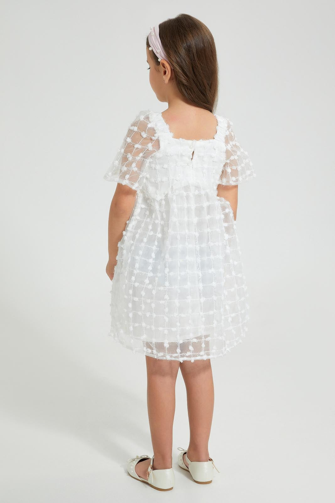 Redtag-White-Textured-Dress-Colour:White,-Filter:Girls-(2-to-8-Yrs),-Girls-Dresses,-New-In,-New-In-GIR,-Non-Sale,-S22B,-Section:Kidswear-Girls-2 to 8 Years