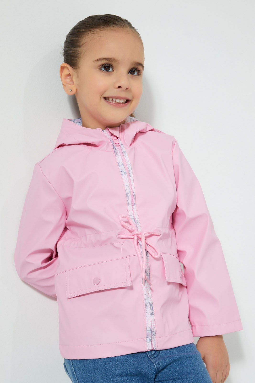 Redtag-Pink-Zip-Through-Hooded-Jaqcket-Jackets-Girls-2 to 8 Years