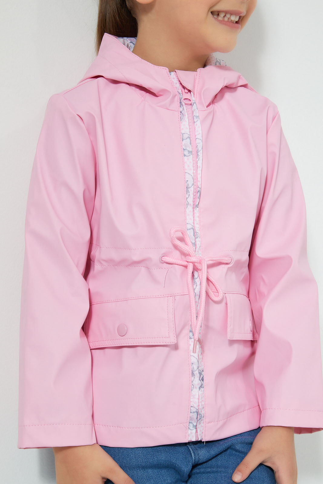 Redtag-Pink-Zip-Through-Hooded-Jaqcket-Jackets-Girls-2 to 8 Years