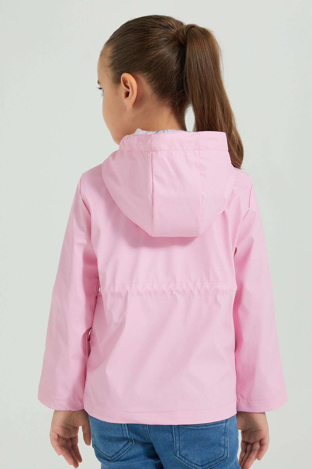 Redtag-Pink-Zip-Through-Hooded-Jaqcket-Jackets-Girls-2 to 8 Years
